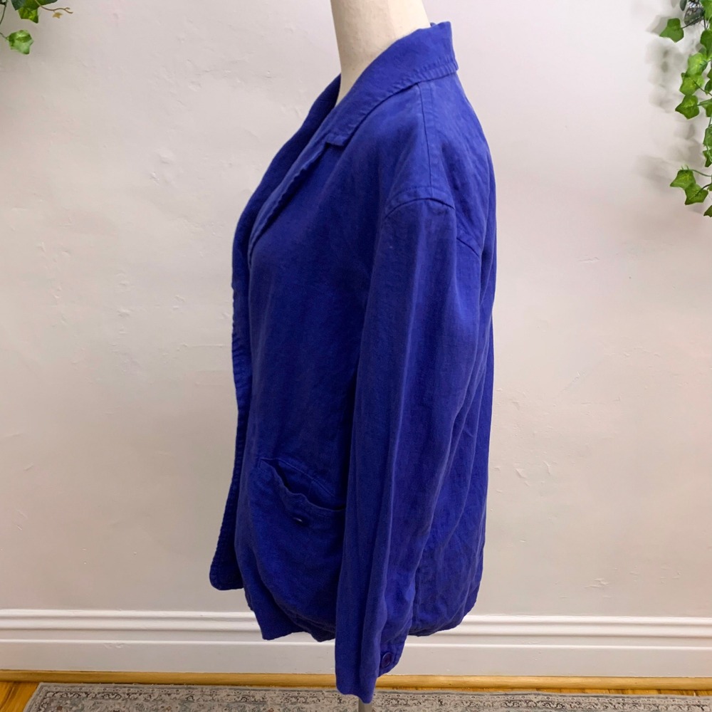 Madewell Blue Linen Oversized Blazer‎ Size Small - Picture 10 of 11
